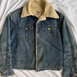 Vintage 70s Carhartt Jean Denim Jacket with Sherpa Lining